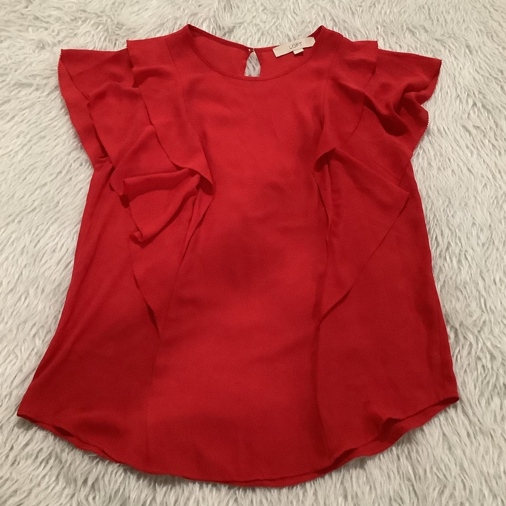 Loft red ruffle summer beach top